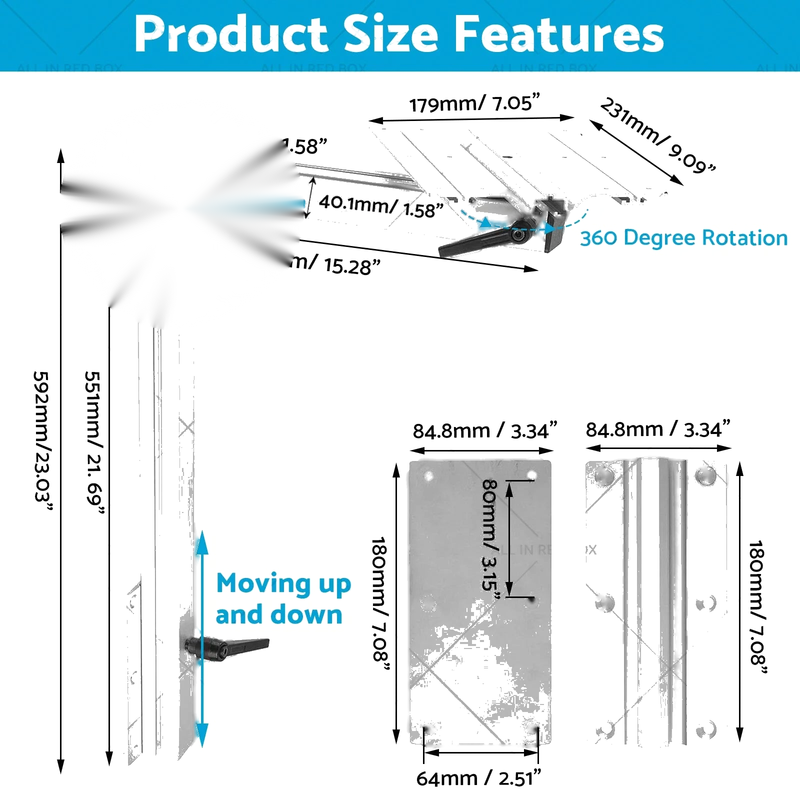 RV Camper - Movable, Rotatable, Height Adjustable Aluminum Alloy Table Leg