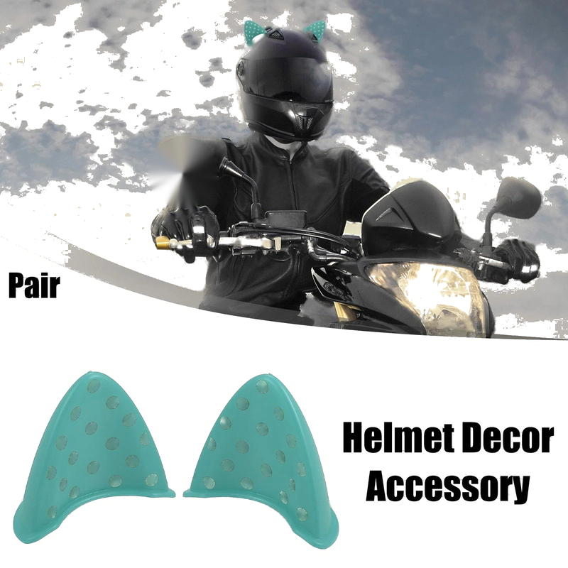 1 x Pair Universal Motorcycle TPU Cat Ears Shape Helmet Decor Fluorescent Blue