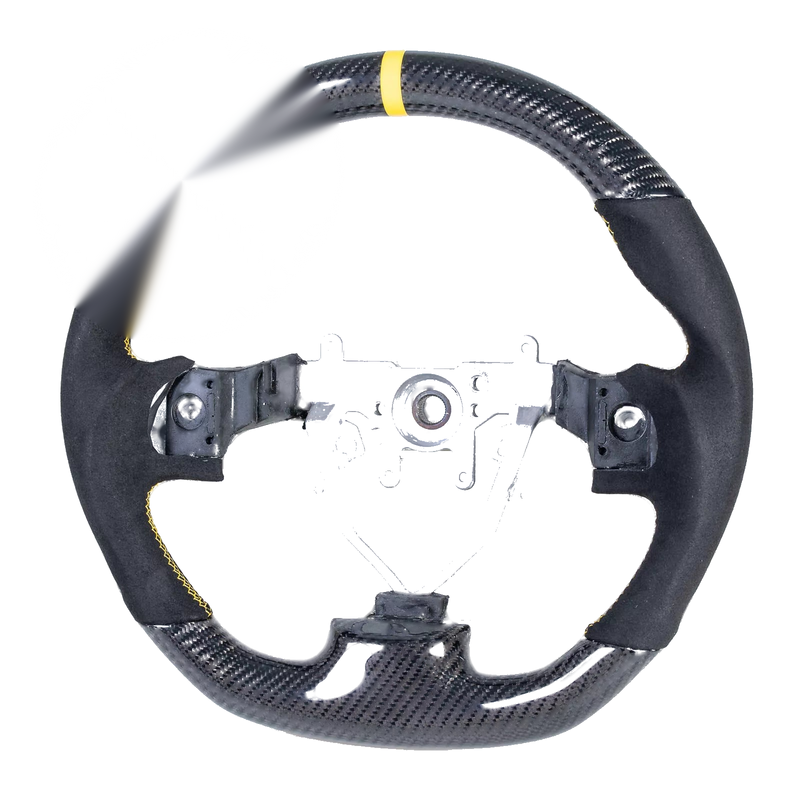 Subaru Impreza WRX / STI Flat Bottom Carbon Suede Yellow Steering Wheel (2008-2014)