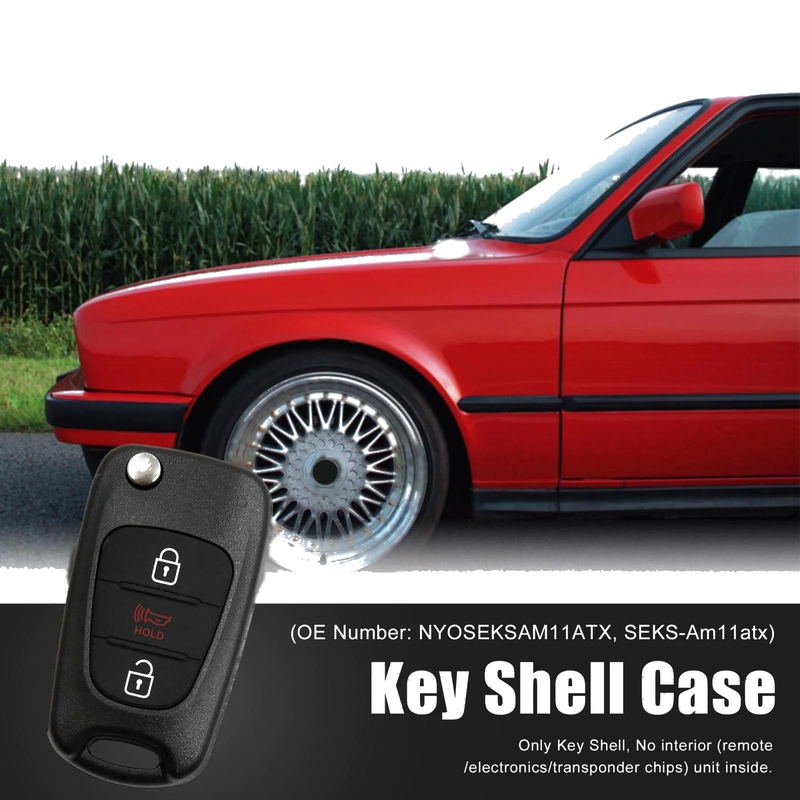 Kia Soul Key Fob Shell Case 3 Button Black (2010-2013)