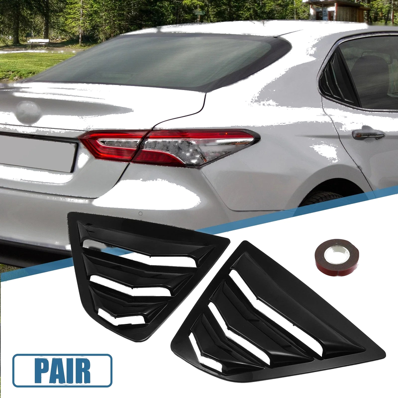 Toyota Camry 1 Pair Rear Side Window Louvers Air Vent Cover Glossy Black
