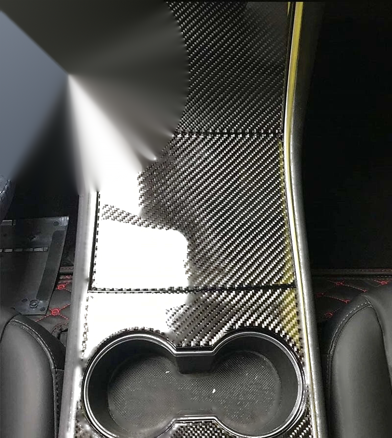 Tesla Model 3 Real Carbon Center Console Cup Holder Overlay Pad Trim fit