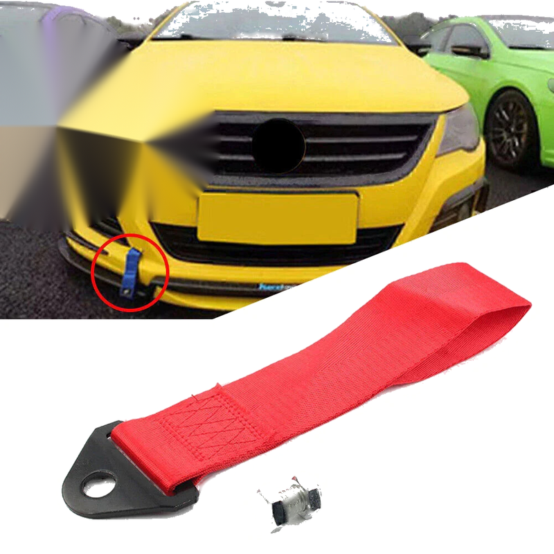 Universal Rear / Front Bumper Racing Car Tow Strap Belt Rope Hook