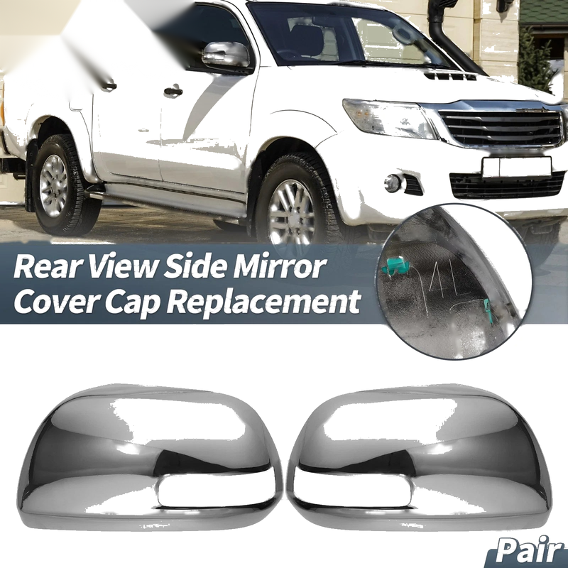 Toyota Hilux Vigo Pair Rearview Mirror Cover Cap Chrome Plated (2012–2014)