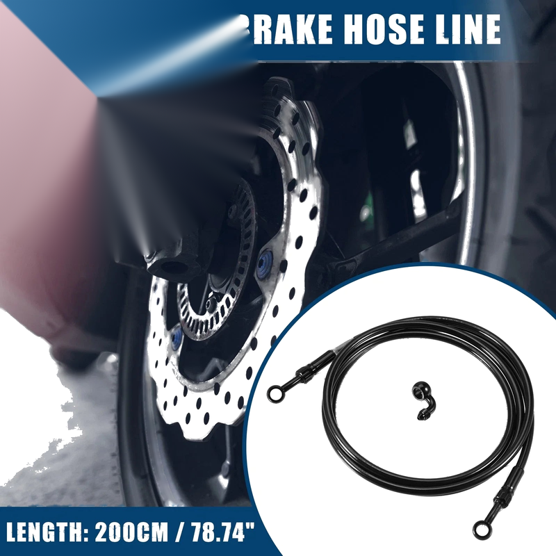 Bike 1set 200cm Motorcycle Hydraulic Brake Line Oil Hose Fitting Banjo