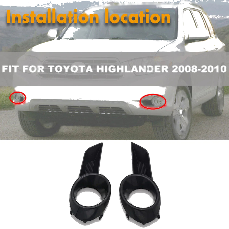 Toyota Highlander 2 x Pair Front Fog Lights Covers Bezels Black (2008–2010)