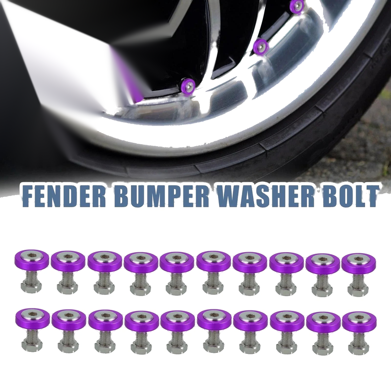Motorcycle Car 20pcs Purple M6 Fender Bumper Washer Bolt Nut