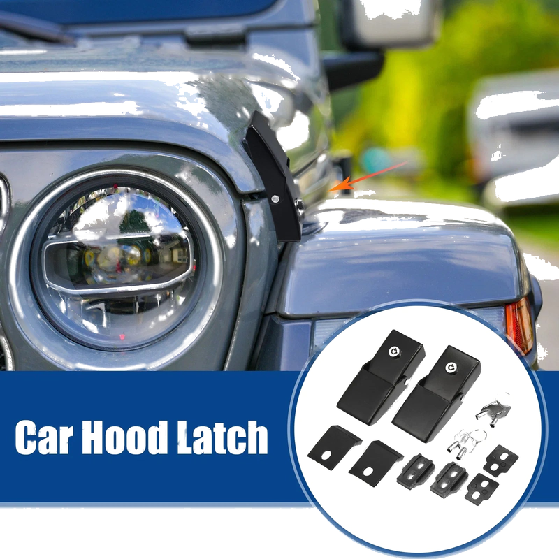 Jeep Wrangler JK JL Black Front Hood Latches (2018-2023)