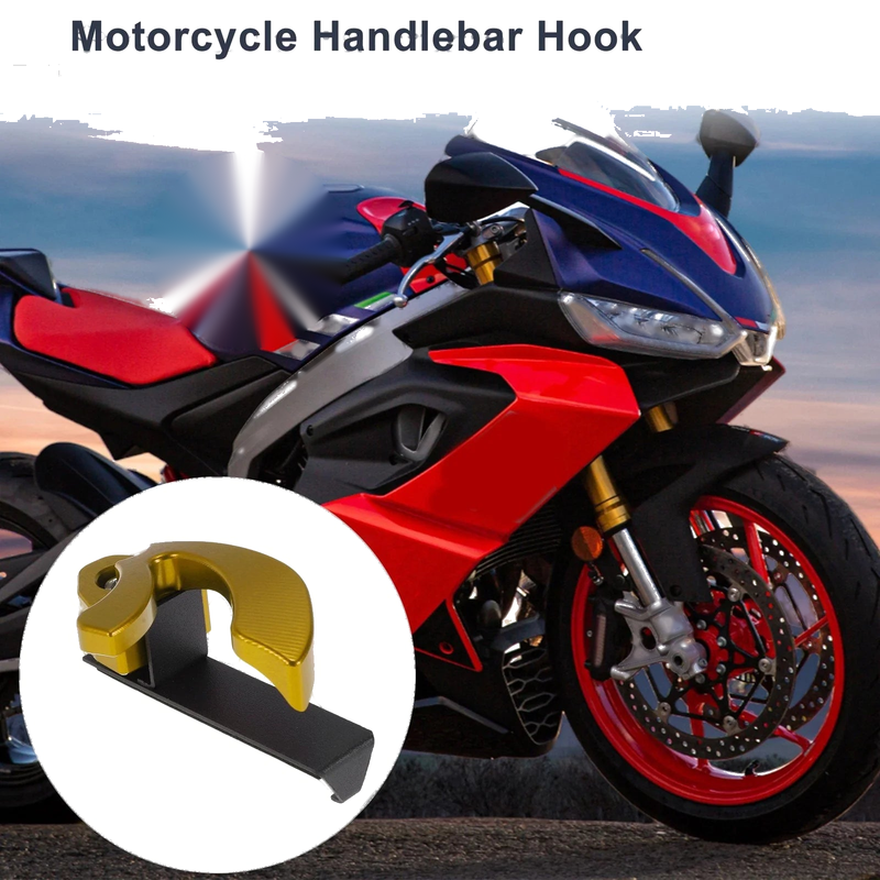 V-Type Double Hook Aluminum Alloy Motorcycle Hanging Hook with Wrench Gold Tone