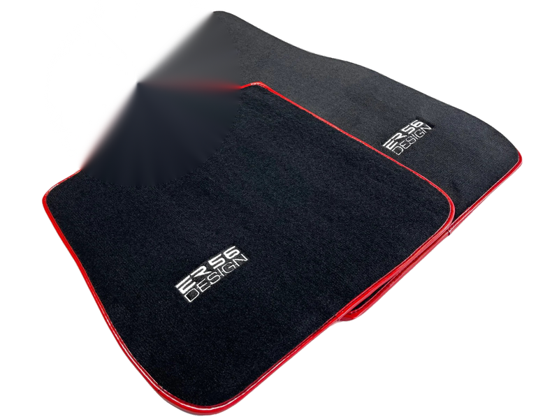 BMW 5 Series E39 Premium Black Red Round Floor Mats (1996-2003)
