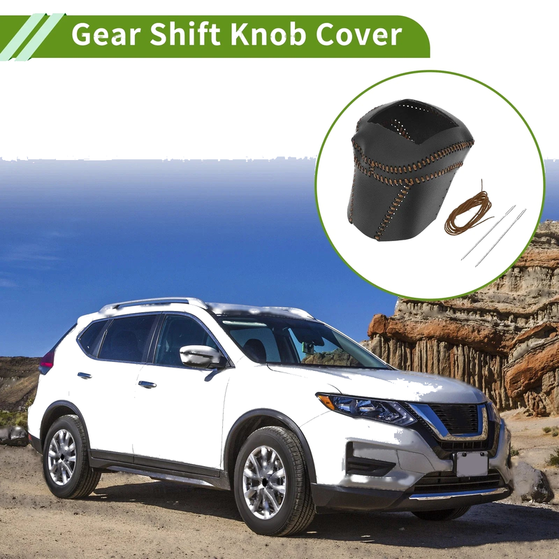 Nissan Rogue Gear Shift Knob Cover 21-24 Black Brown Faux Leather