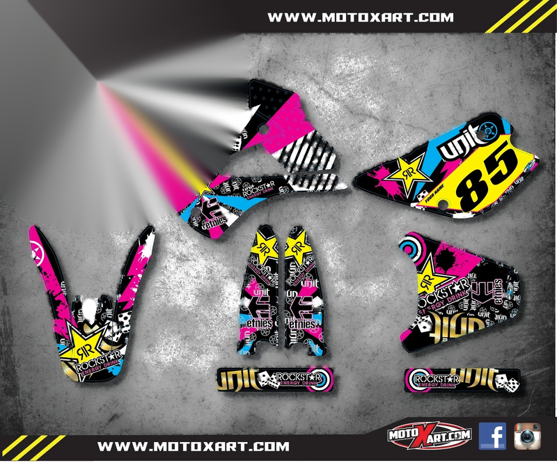 Kawasaki KX 100 - RUSH Style Decals Custom Graphics Kit (1998-2013)