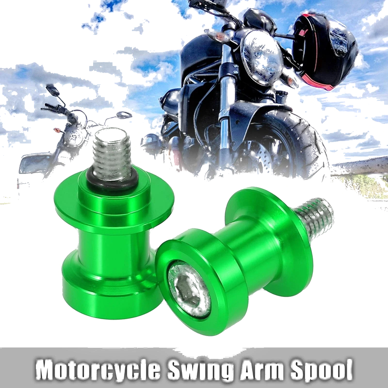 Honda 2 x 8mm Green Motorcycle CNC Swing Arm Spool Flat Top Shape