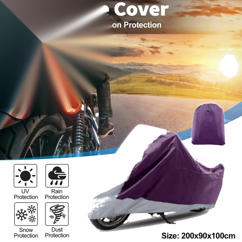 Universal Scooter Waterproof Purple, Silver Tone Motorcycle Cover