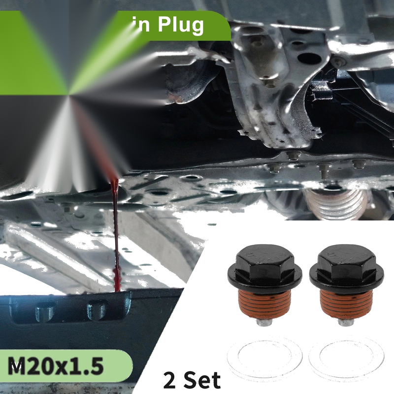 Car / Motorcycle Black Red 2 x Set M20x1.5 Aluminum Oil Drain Plug W/ Gasket