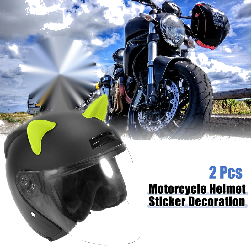 Motorcycle 2 x Cat Ears Style Stick On Helmet Decoration Accessories Green TPU