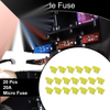 Car Boat Truck RV Motorcycle Yellow 20 Pcs Micro Fuse 20A Blade Fuse