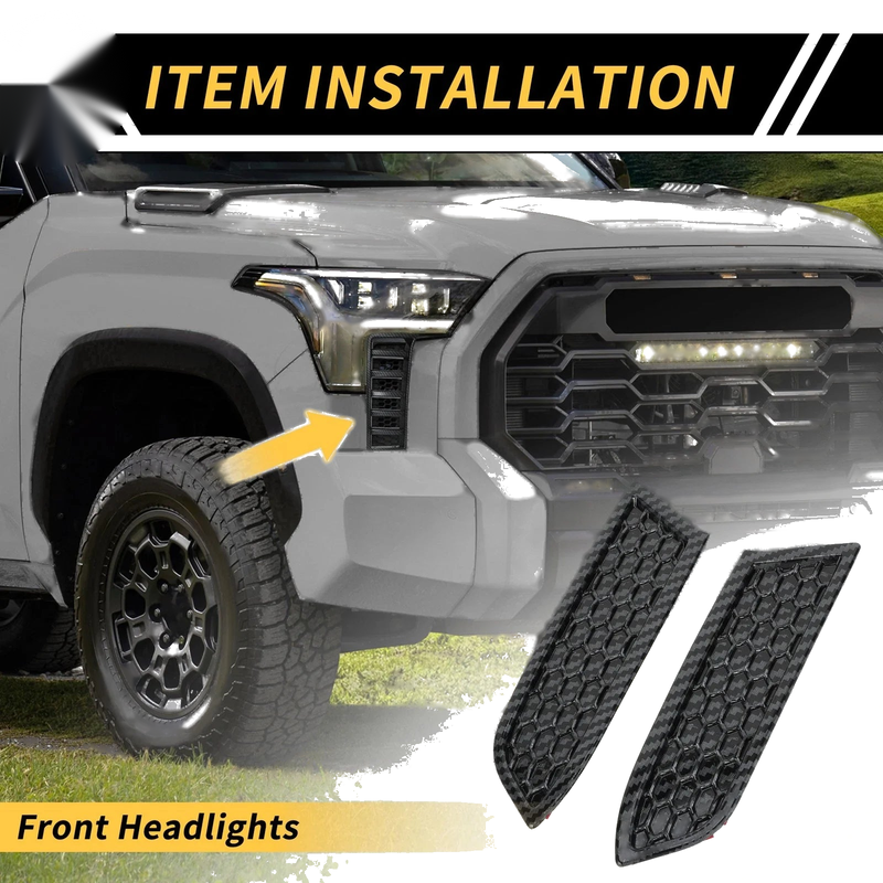 Toyota Tacoma Carbon Fiber Pattern Headlights Grille Vent Cover (16–23)
