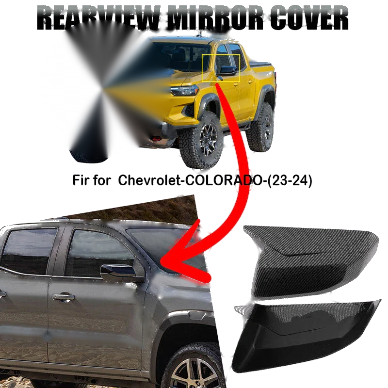 Chevy Colorado Carbon Fiber Style Rear View Side Mirror Cover Caps (2023-2024)