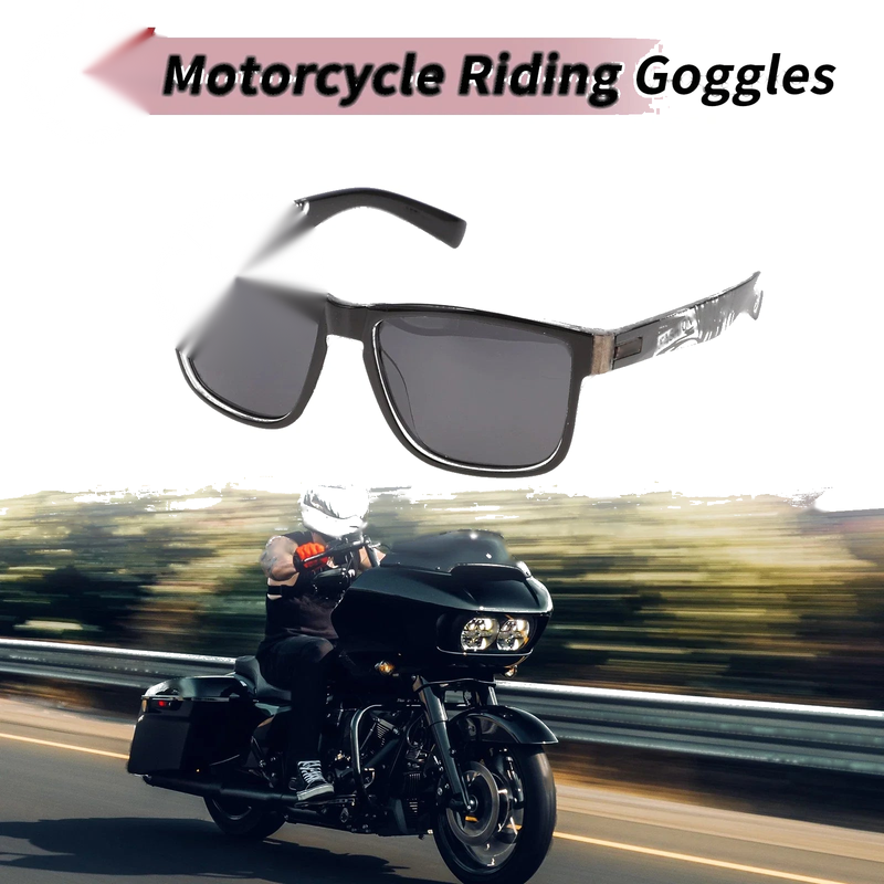 Goggles Motorcycle Riding Gray Lens Black White Frame Triacetyl Cellulose