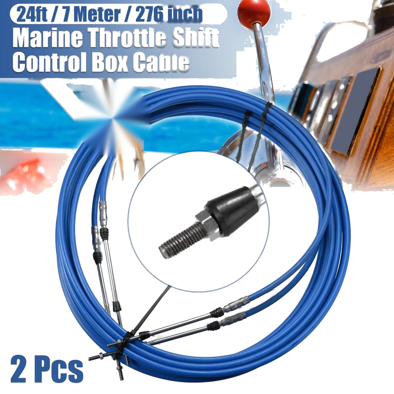 Yamaha Blue 2pcs / 24ft Marine Shift Remote Control Box Cable