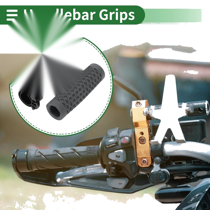 Motorcycle 7/8" 22mm Hand Grips Cover Kit TPU Dark Gray