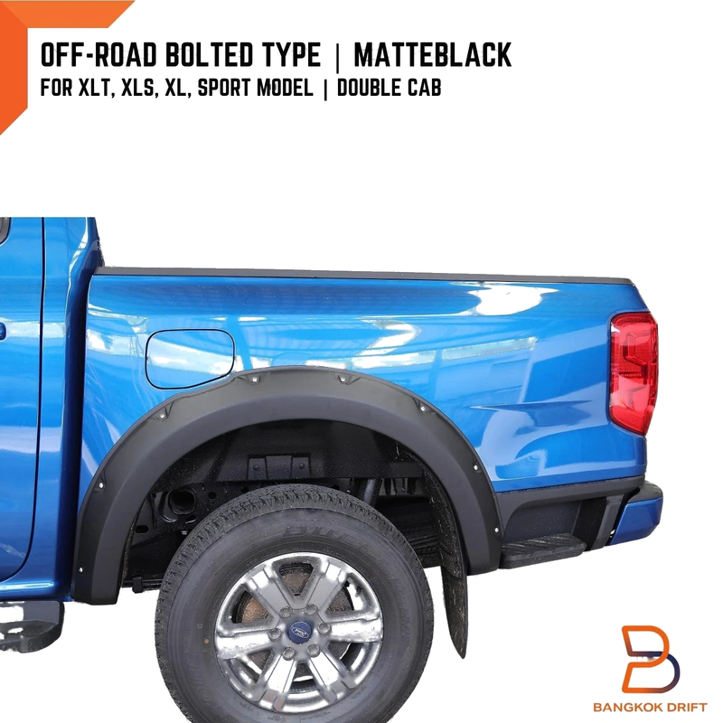 Ford Ranger 2022-2023 XL XLT XLS Sport Matte Black Fender Flares