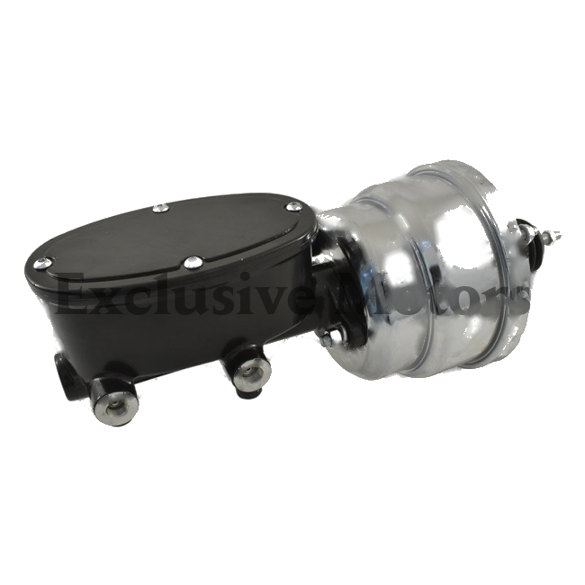 Universal Wilwood Style 7" Chrome Dual Brake Booster & Black Master Cylinder
