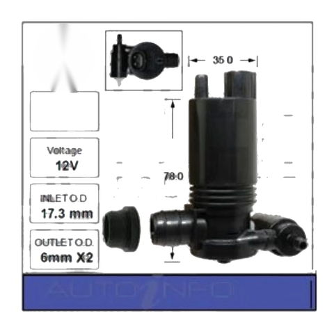 Nissan Pulsar C12 4cyl 1.6L 1.8L 13~17 Front or Rear Windscreen Washer Pump