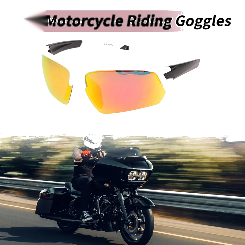 Motorcycle Riding Goggles Red Lens White Black Frame Tri-acetel Cellulose