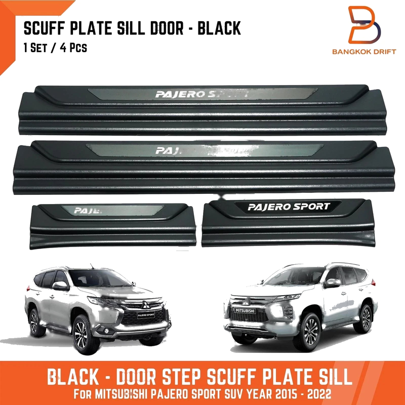 Mitsubishi Pajero Sport Matte Black Scuff Plate Door Sill Protector (2015-2025)