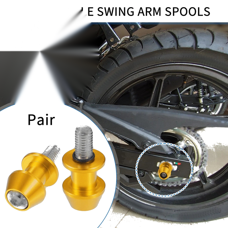 Motorbike 1 Pair Swingarm Spools 10mm CNC Gold Tone Sliders