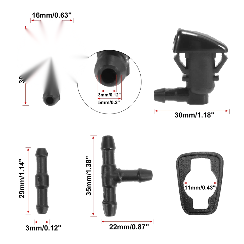 Ford Edge 7pcs Windshield Wiper Fluid Squirter Nozzles (2007-2014)
