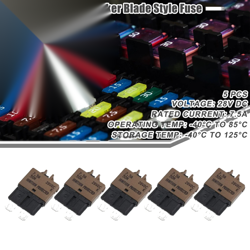 Car Marine Brown 5 x Circuit Breaker Blade Style Fuse 7.5A Resettable