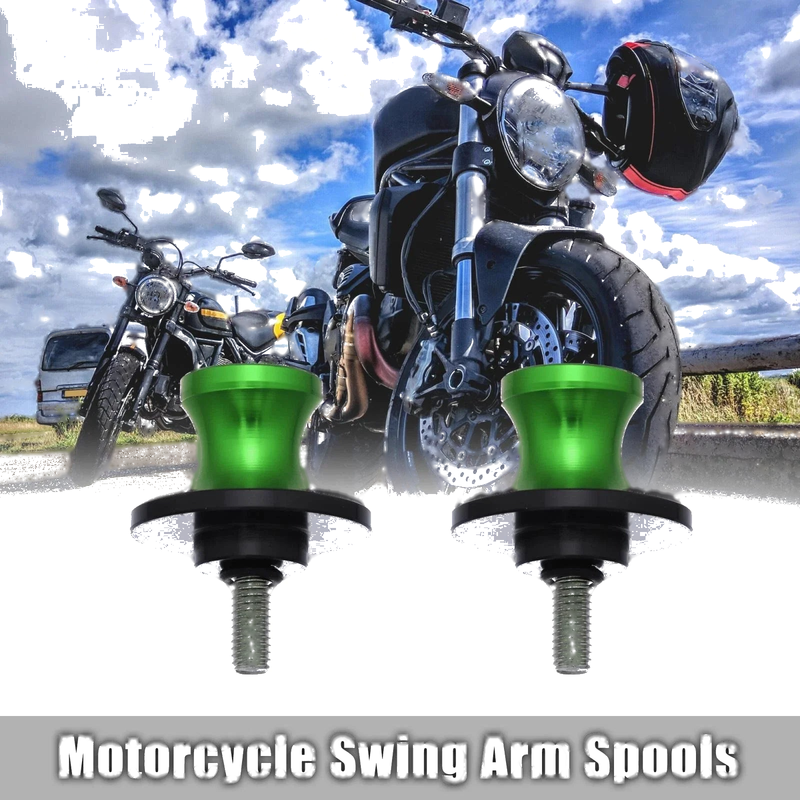 Motorcycle 2 x Swing Arm Spool Rear Stand Sliders Green