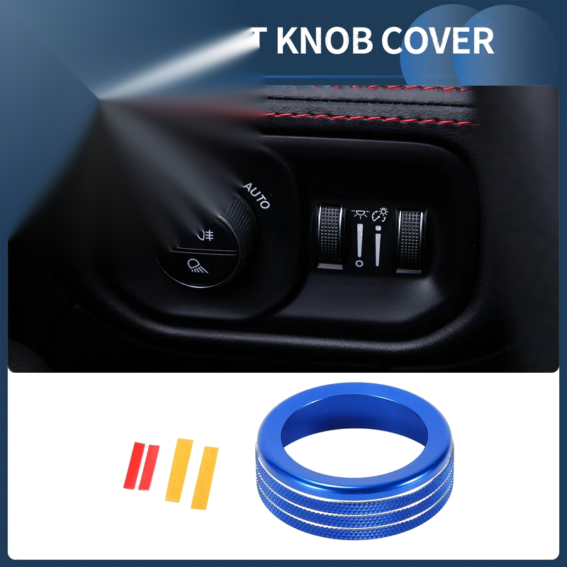 Dodge RAM (2018-2022) Blue 1 x Pc Headlight Fog Light Switch Knob Cover Ring