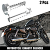 2 x 60mm Motorcycle Exhaust Silencer Exhaust Insert Muffler Pipe Silver Tone