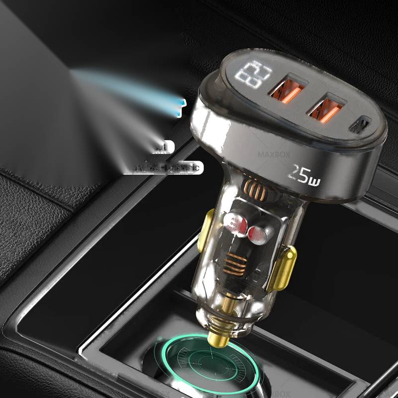 Car 125W Car Charger Type C Dual USB Quick Charge Smart Display
