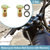 2 x Set M10x1.5 26mm Length Motorcycle 3 Hole Hollow Bolt Screw with Washer