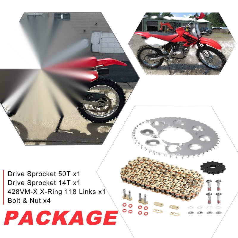 Honda XR100R / CRF100F Chain & Front 14T Rear 50T Drive Sprocket Kit