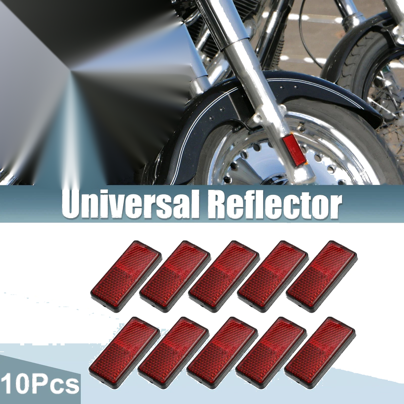 Motorcycle 10 Pcs 56x26mm Motorcycle Safety Spoke Reflective with Screw Red