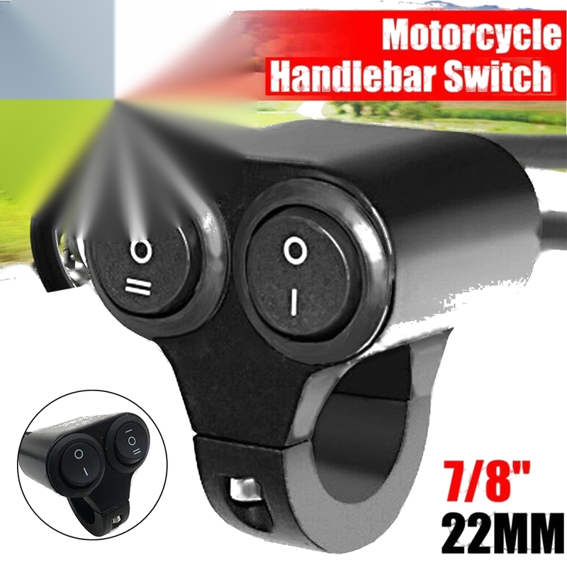 ATV 10A Switch 22mm 7/8" Dual Button Fittings Fog Spot Light Handlebar