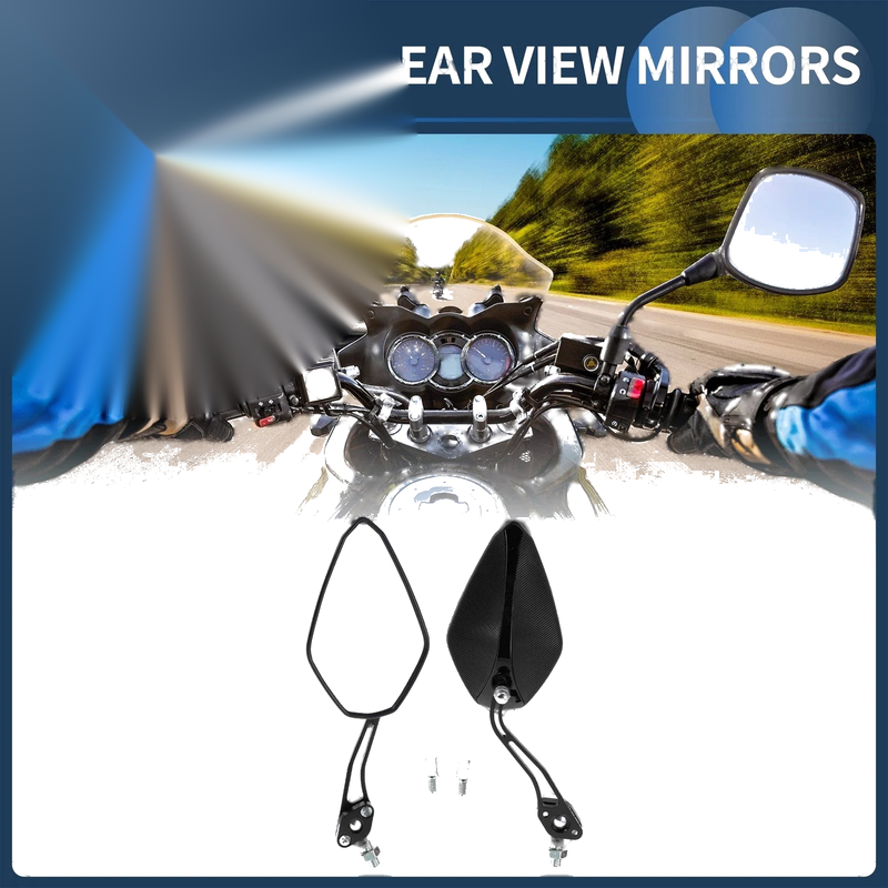 M8/M10 Motorcycle Rear View Mirror Handlebar Mirror Black Aluminum Alloy