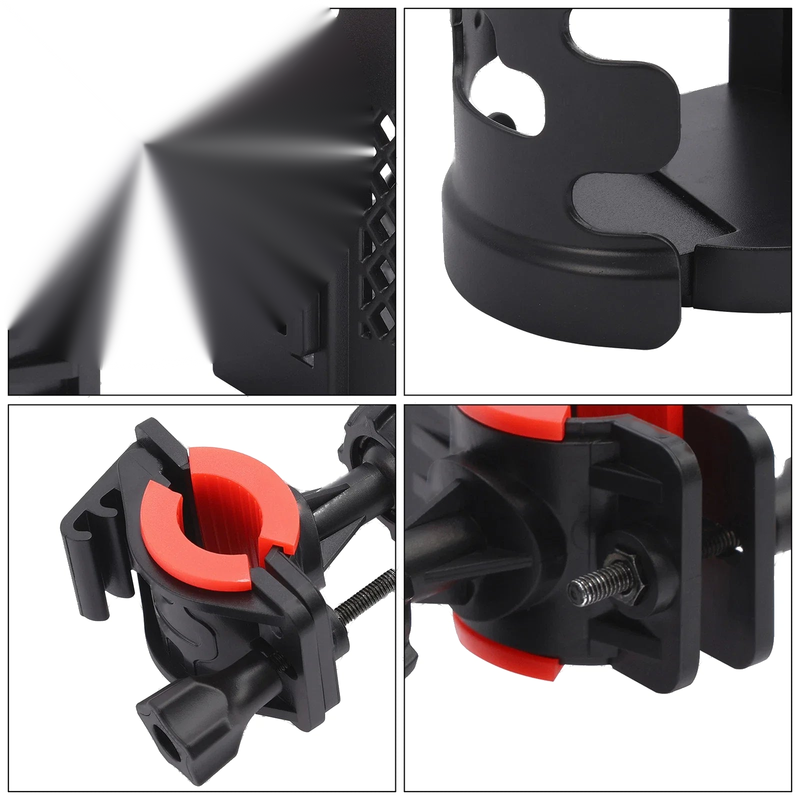 ATV Bike Black Adjustable Motorcycle Handlebar Drink Cup Holder Mount