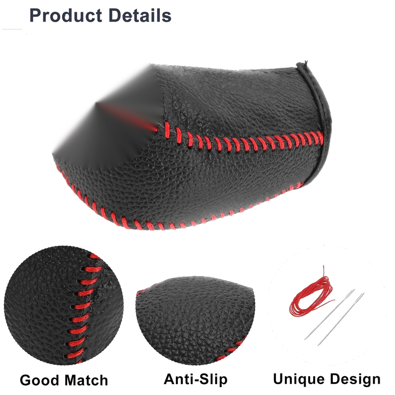 Toyota Corolla 2009-2013 Pebbled Black Red Gear Shift Knob Cover