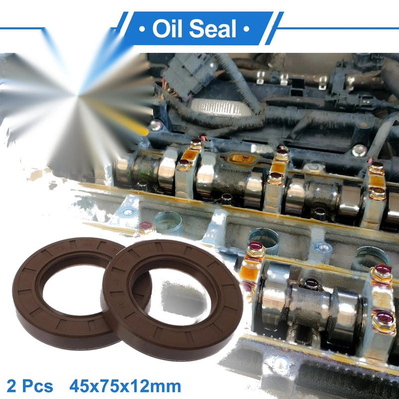 Oil Seal 45x75x12mm 2 x Seal Ring Rotary Shaft Seal FKM Brown