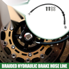40cm Motorcycle Braided Hydraulic Brake Line Oil Hose Black Silver Tone