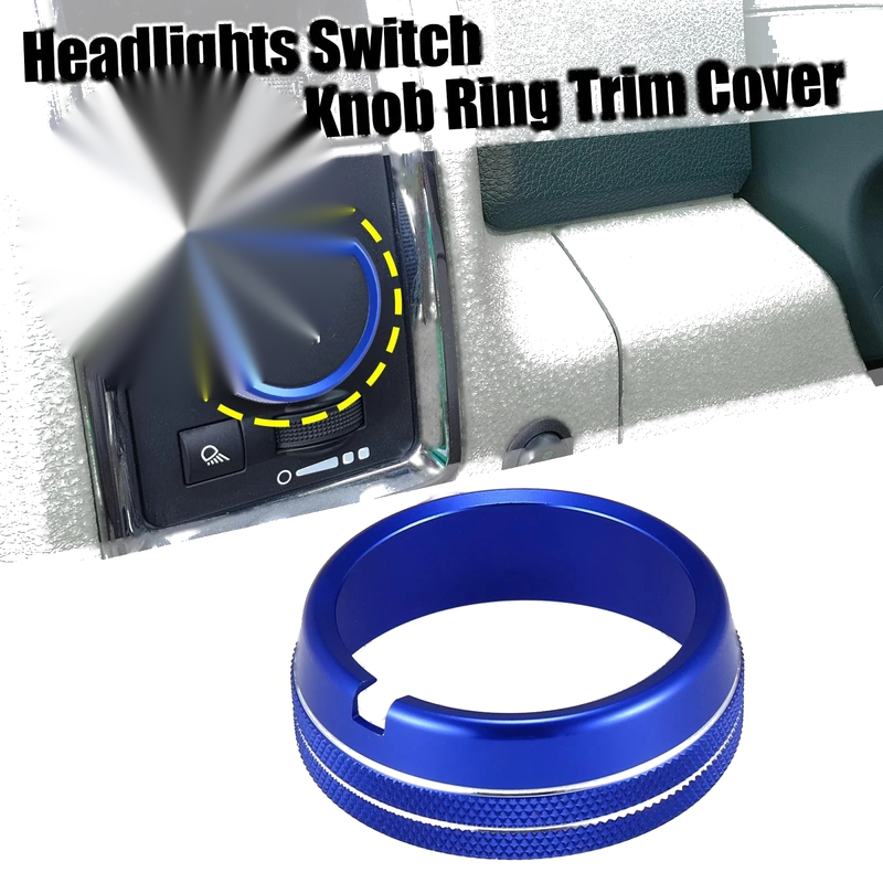 Dodge Ram Blue Headlights Switch Button Knob Ring Trim Cover (2010 - 2017)