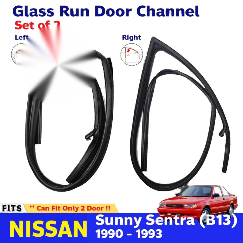 Glass Run Door Channel Pair Fits Nissan Sunny Sentra B13 2D Sedan 1990-93 D06