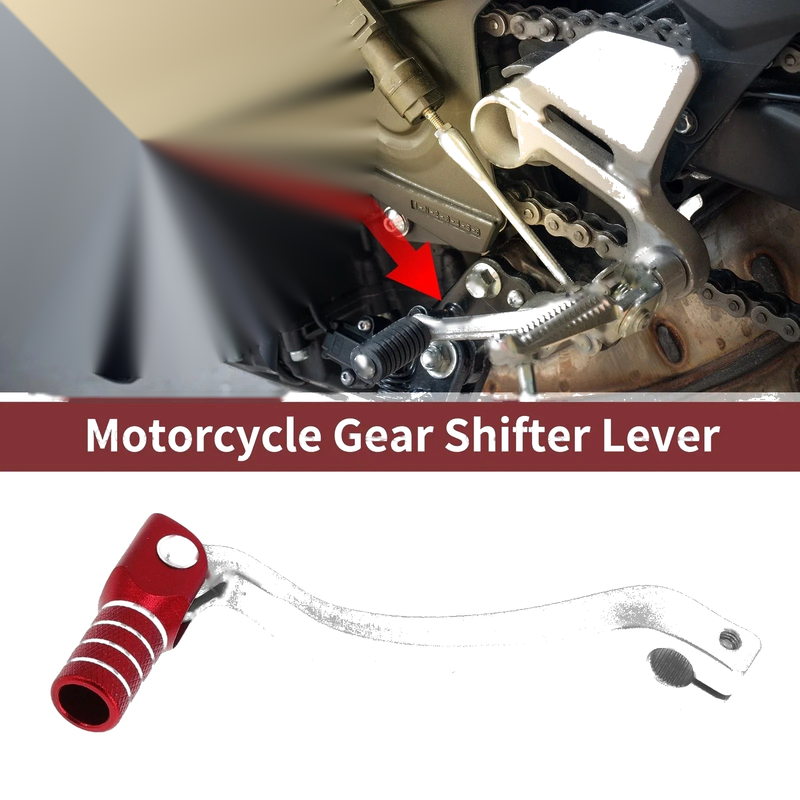 Kayo T6 Folding Motorcycle Gear Shifter Lever Silver Tone Red